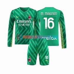 AC Mailand Heimausrüstung Torwart Mike Maignan 16 2023-2024 Kinder Set(Trikot und Hose) L/S