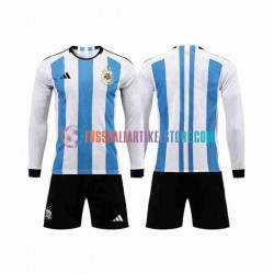 Argentinien Heimausrüstung 3 Stars World Cup 2022 Kinder Set(Trikot und Hose) L/S
