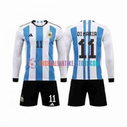 Argentinien Heimausrüstung 3 Stars Di Maria 11 World Cup 2022 Kinder Set(Trikot und Hose) L/S