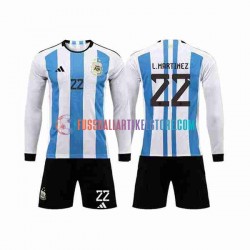 Argentinien Heimausrüstung 3 Stars Lautaro Martinez 22 World Cup 2022 Kinder Set(Trikot und Hose) L/S