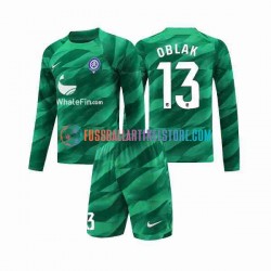 Atlético Madrid Auswärtsausrüstung Torwart Jan Oblak 13 2023-2024 Kinder Set(Trikot und Hose) L/S