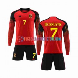 Belgien Heimausrüstung De Bruyne 7 World Cup 2022 Kinder Set(Trikot und Hose) L/S