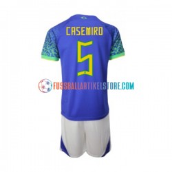 Brasilien Auswärtsausrüstung Casemiro 5 World Cup 2022 Kinder Set(Trikot und Hose) S/S