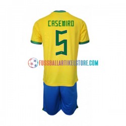 Brasilien Heimausrüstung Casemiro 5 World Cup 2022 Kinder Set(Trikot und Hose) S/S