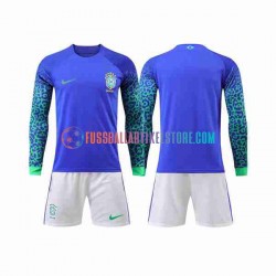Brasilien Auswärtsausrüstung World Cup 2022 Kinder Set(Trikot und Hose) L/S