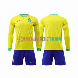 Brasilien Heimausrüstung World Cup 2022 Kinder Set(Trikot und Hose) L/S