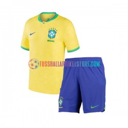 Brasilien Heimausrüstung World Cup 2022 Kinder Set(Trikot und Hose) S/S
