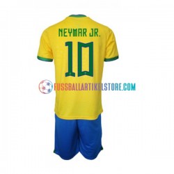Brasilien Heimausrüstung Neymar JR 10 World Cup 2022 Kinder Set(Trikot und Hose) S/S