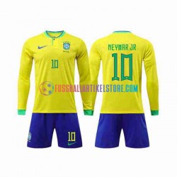 Brasilien Heimausrüstung Neymar Jr 10 World Cup 2022 Kinder Set(Trikot und Hose) L/S
