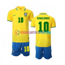Brasilien Heimausrüstung Ronaldinho 10 World Cup 2022 Kinder Set(Trikot und Hose) S/S