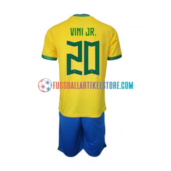 Brasilien Heimausrüstung Vinicius Junior 20 World Cup 2022 Kinder Set(Trikot und Hose) S/S