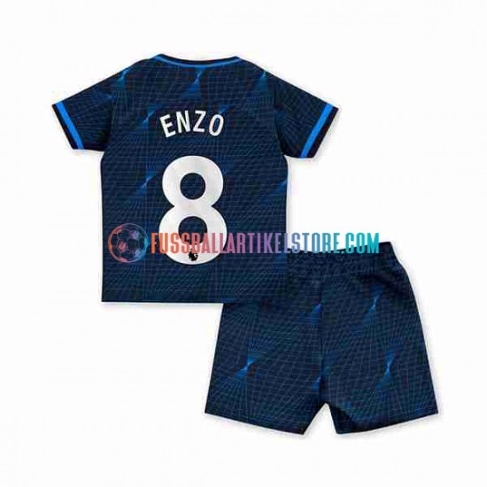 Chelsea Auswärtsausrüstung Enzo Fernandez 8 2023-2024 Kinder Set(Trikot und Hose) S/S