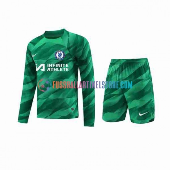 Chelsea Ausweichausrüstung Torwart 2023-2024 Kinder Set(Trikot und Hose) L/S