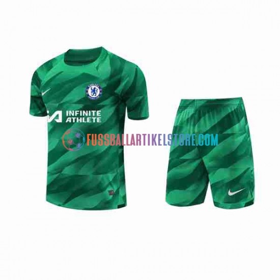 Chelsea Ausweichausrüstung Torwart 2023-2024 Kinder Set(Trikot und Hose) S/S