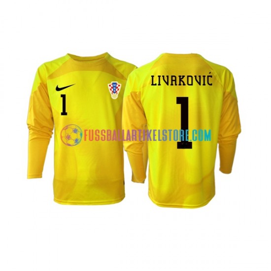 Kroatien Heimausrüstung Torwart Dominik Livakovic 1 World Cup 2022 Herren Trikot L/S