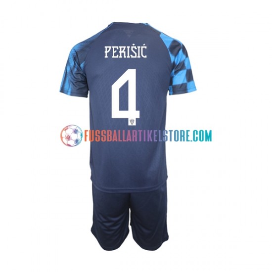 Kroatien Auswärtsausrüstung Perisic 4 World Cup 2022 Kinder Set(Trikot und Hose) S/S