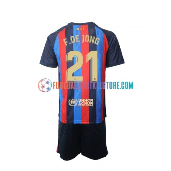 FC Barcelona Heimausrüstung Frenkie de Jong 21 2022-2023 Kinder Set(Trikot und Hose) S/S