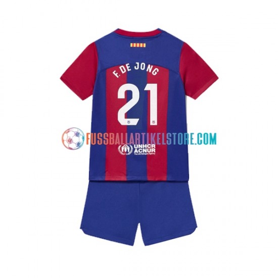 FC Barcelona Heimausrüstung Frenkie de Jong 21 2023-2024 Kinder Set(Trikot und Hose) S/S