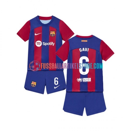 FC Barcelona Heimausrüstung Gavi 6 2023-2024 Kinder Set(Trikot und Hose) S/S