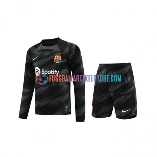 FC Barcelona Auswärtsausrüstung Torwart 2023-2024 Kinder Set(Trikot und Hose) L/S