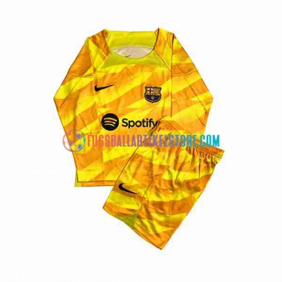 FC Barcelona Viertesausrüstung Torwart 2023-2024 Kinder Set(Trikot und Hose) L/S