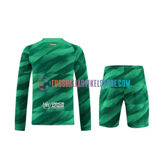 FC Barcelona Heimausrüstung Torwart 2023-2024 Kinder Set(Trikot und Hose) L/S