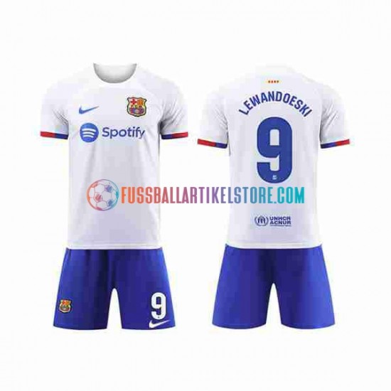 FC Barcelona Auswärtsausrüstung LEWANDOWSKI 9 2023-2024 Kinder Set(Trikot und Hose) S/S