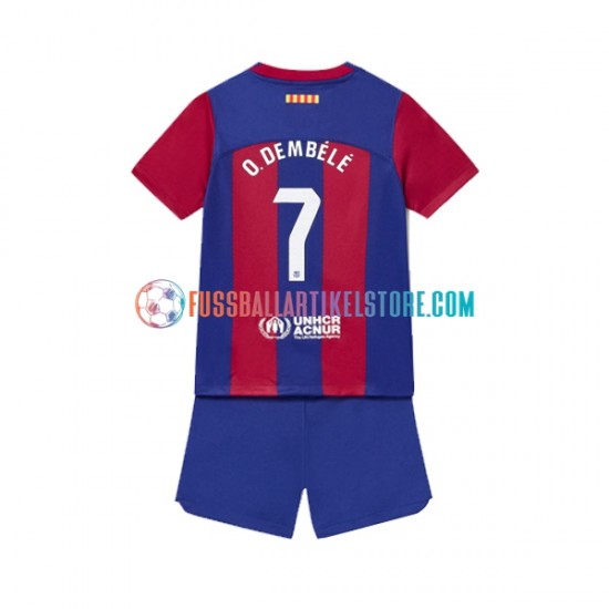 FC Barcelona Heimausrüstung Ousmane Dembele 7 2023-2024 Kinder Set(Trikot und Hose) S/S