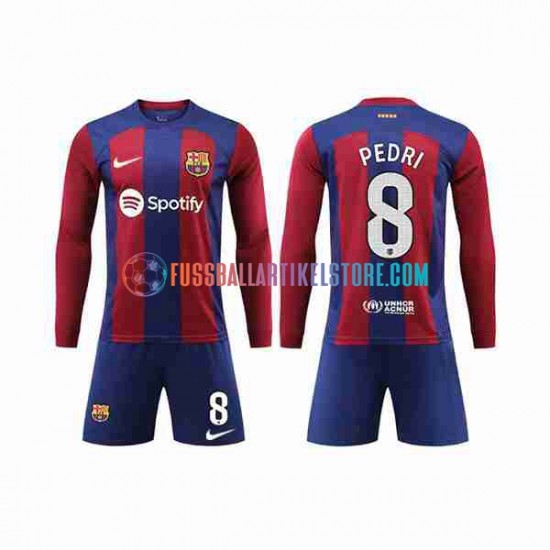 FC Barcelona Heimausrüstung Pedri 8 2023-2024 Kinder Set(Trikot und Hose) L/S