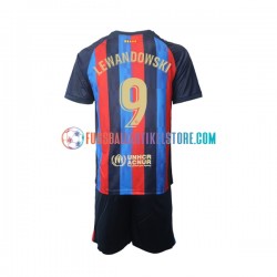 FC Barcelona Heimausrüstung Robert Lewandowski 9 2022-2023 Kinder Set(Trikot und Hose) S/S