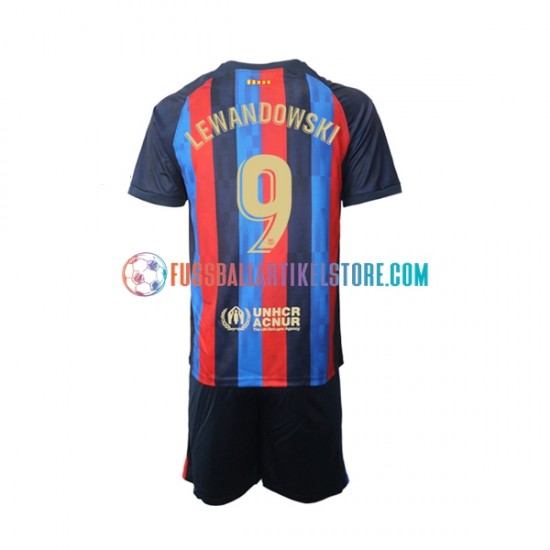 FC Barcelona Heimausrüstung Robert Lewandowski 9 2022-2023 Kinder Set(Trikot und Hose) S/S