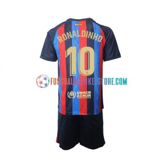 FC Barcelona Heimausrüstung Ronaldinho 10 2022-2023 Kinder Set(Trikot und Hose) S/S