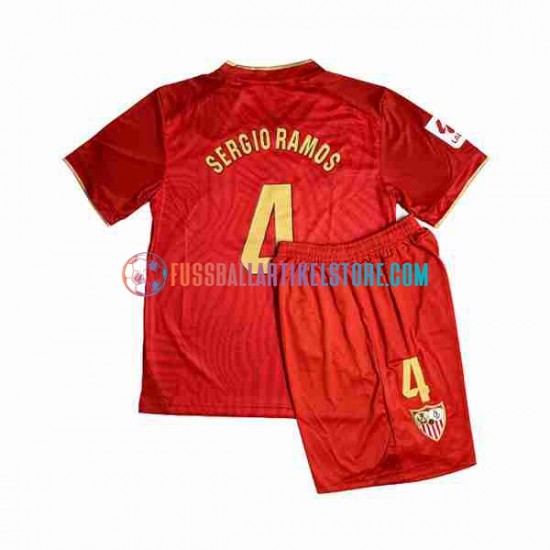 FC Sevilla Auswärtsausrüstung Sergio Ramos 4 2023-2024 Kinder Set(Trikot und Hose) S/S