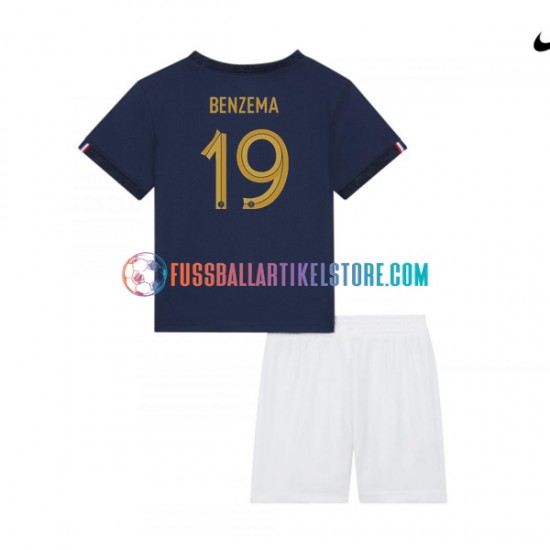 Frankreich Heimausrüstung Benzema 19 World Cup 2022 Kinder Set(Trikot und Hose) S/S