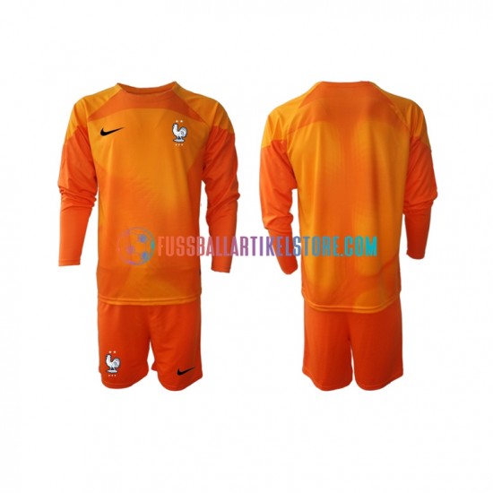 Frankreich Auswärtsausrüstung Torwart World Cup 2022 Kinder Set(Trikot und Hose) L/S