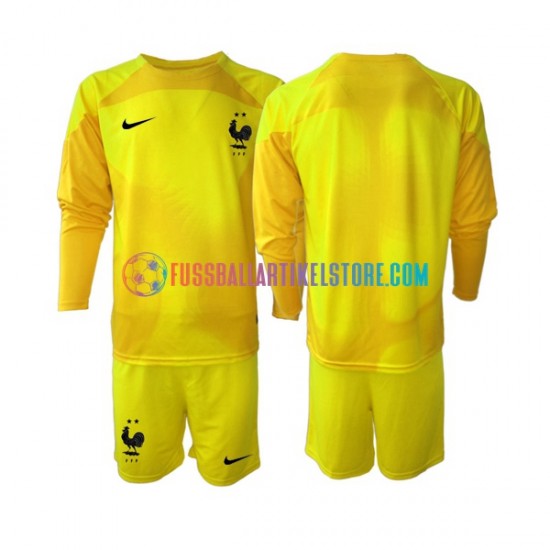 Frankreich Ausweichausrüstung Torwart World Cup 2022 Kinder Set(Trikot und Hose) L/S