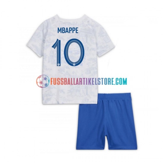 Frankreich Auswärtsausrüstung Mbappé 10 World Cup 2022 Kinder Set(Trikot und Hose) S/S