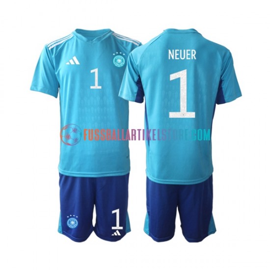 Deutschland Heimausrüstung Torwart Manuel Neuer 1 World Cup 2022 Kinder Set(Trikot und Hose) S/S