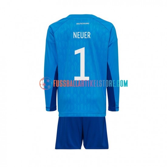 Deutschland Heimausrüstung Torwart Manuel Neuer 1 World Cup 2022 Kinder Set(Trikot und Hose) L/S