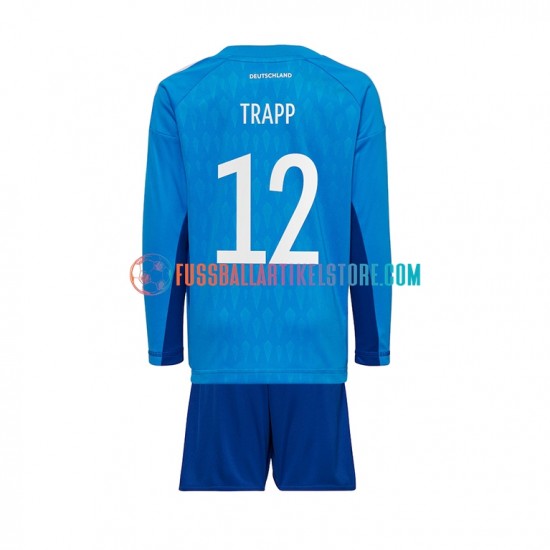 Deutschland Heimausrüstung Torwart TRAPP 12 World Cup 2022 Kinder Set(Trikot und Hose) L/S