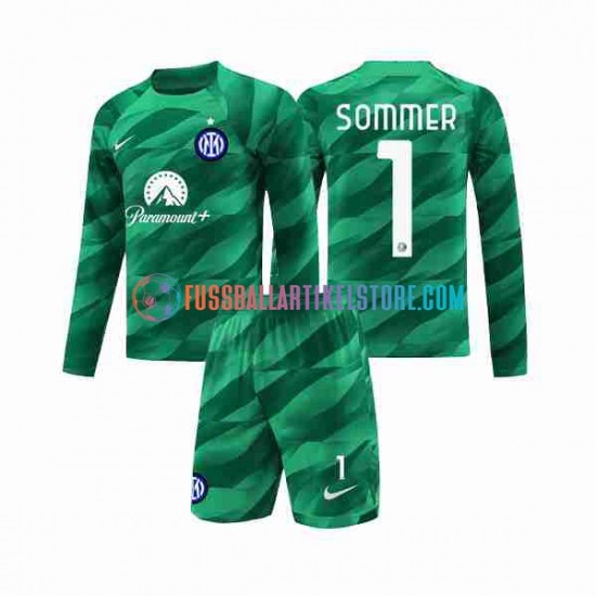 Inter Mailand Auswärtsausrüstung Torwart Sommer 1 2023-2024 Kinder Set(Trikot und Hose) L/S