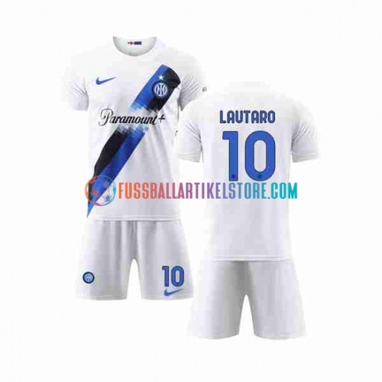 Inter Mailand Auswärtsausrüstung Lautaro Martinez 10 2023-2024 Kinder Set(Trikot und Hose) S/S