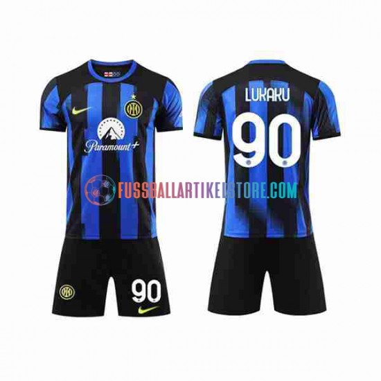 Inter Mailand Heimausrüstung Lukaku 90 2023-2024 Kinder Set(Trikot und Hose) S/S