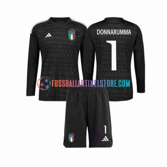 Italien Auswärtsausrüstung Torwart Donnarumma 1 2023 Kinder Set(Trikot und Hose) L/S