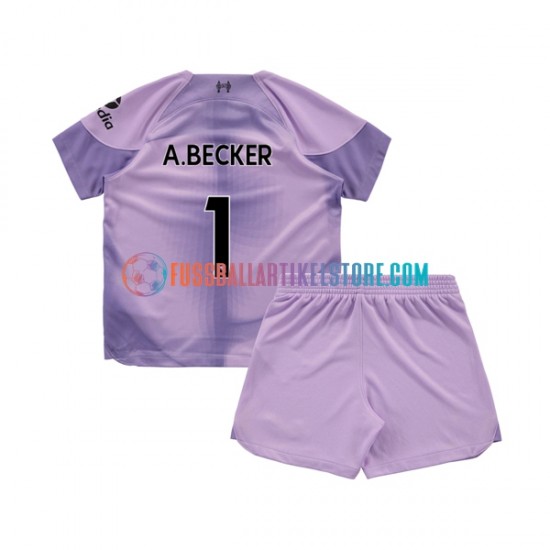 Liverpool Heimausrüstung Torwart Alisson Becker 1 2022-2023 Kinder Set(Trikot und Hose) S/S