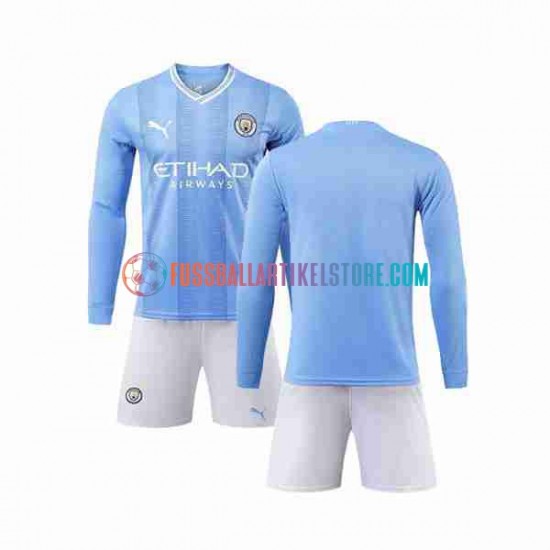 Manchester City Heimausrüstung 2023-2024 Kinder Set(Trikot und Hose) L/S