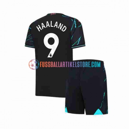 Manchester City Ausweichausrüstung Erling Haaland 9 2023-2024 Kinder Set(Trikot und Hose) S/S