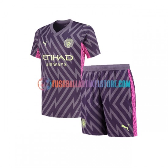 Manchester City Auswärtsausrüstung Torwart 2023-2024 Kinder Set(Trikot und Hose) S/S