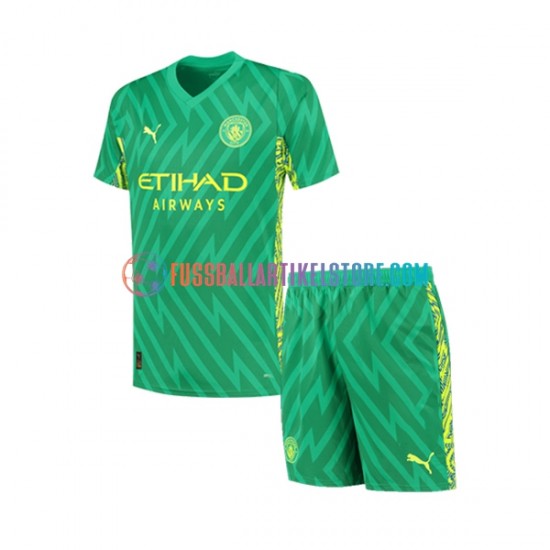 Manchester City Heimausrüstung Torwart 2023-2024 Kinder Set(Trikot und Hose) S/S