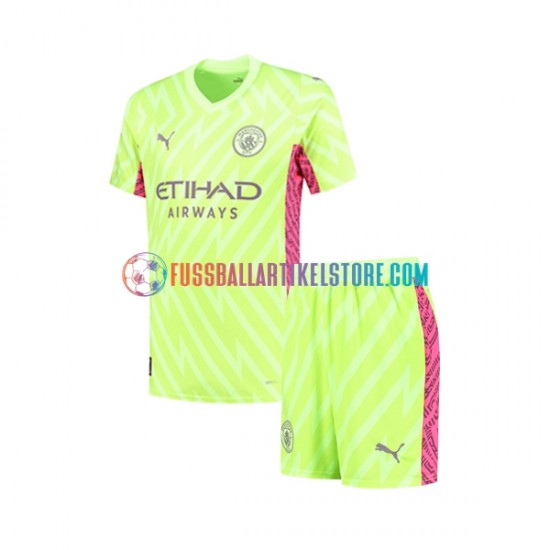 Manchester City Ausweichausrüstung Torwart 2023-2024 Kinder Set(Trikot und Hose) S/S